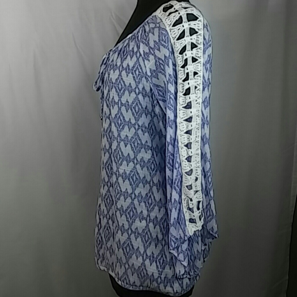 Alyx top Lace Sleeves Boho Purple Size L #W4 - Picture 4 of 7